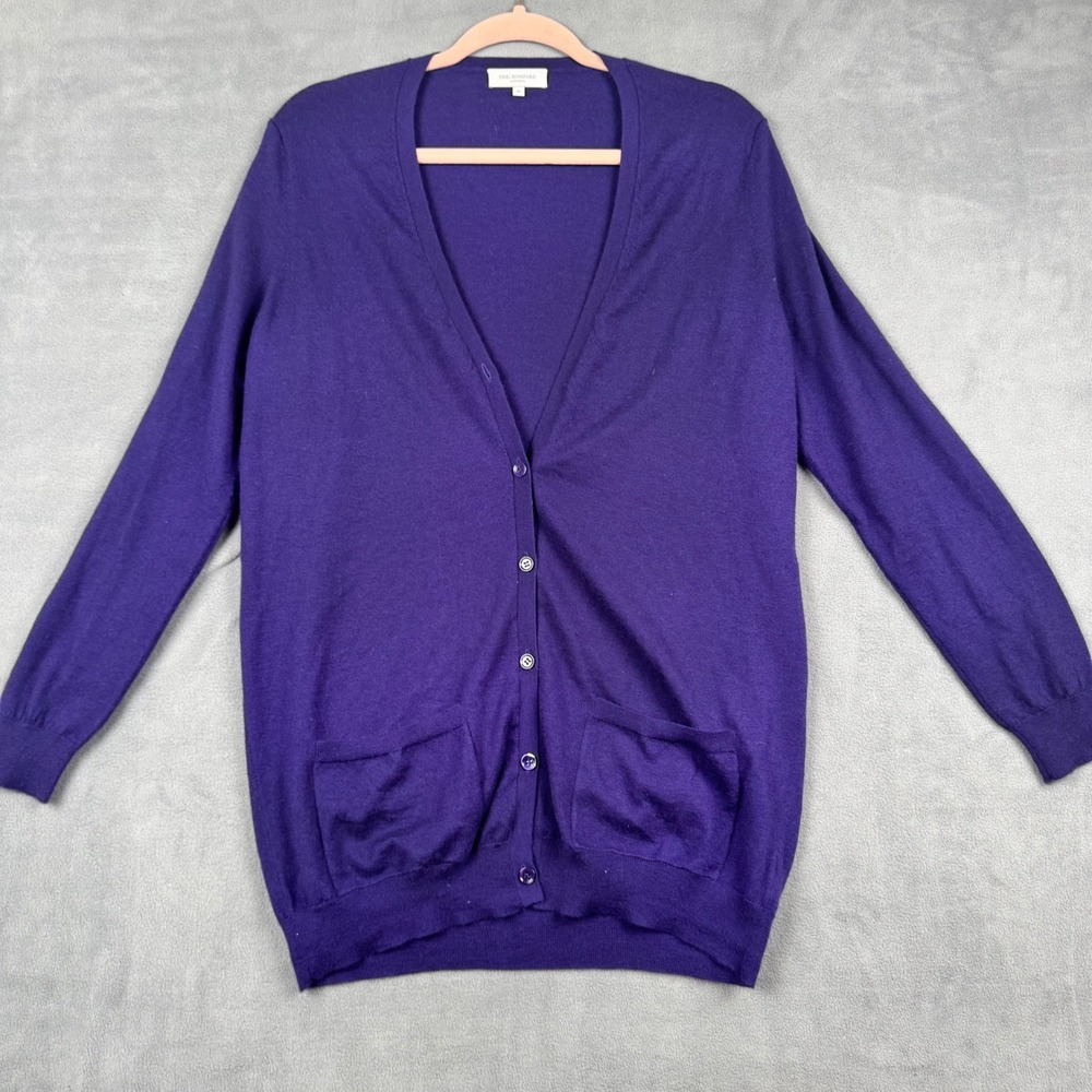 Eric Bompard Purple 100% Cashmere V-Neck Longline Cardigan Sweater Size M